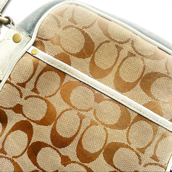 Coach Bags Coach Blue Logo Suede Crossbody Bucket Bag Poshmark